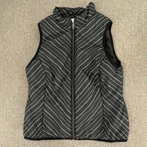 Christopher Banks Puffer Vest Jacket Zipper‎ Petite Small Pockets Black & Gray
